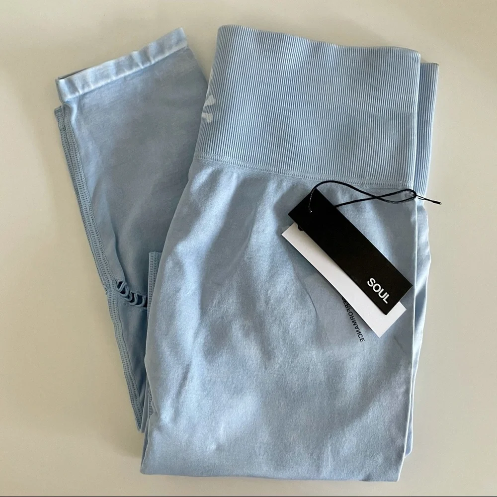 NWT SoulCycle Blue Seamless Moto Leggings - Picture 1 of 6